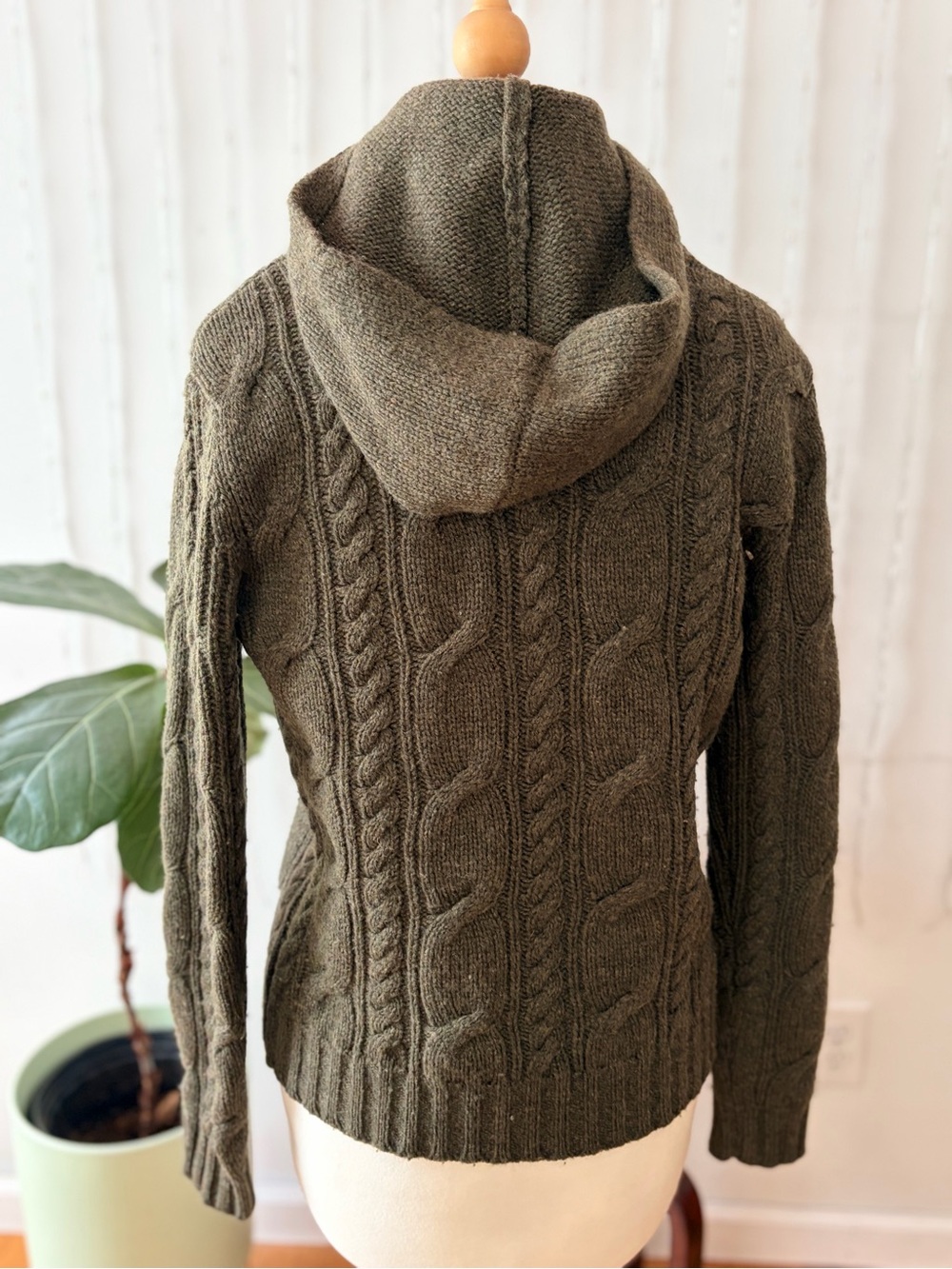 Vintage 90s Ralph Lauren Wool Hooded Sweater Green Polo - Picture 5 of 14